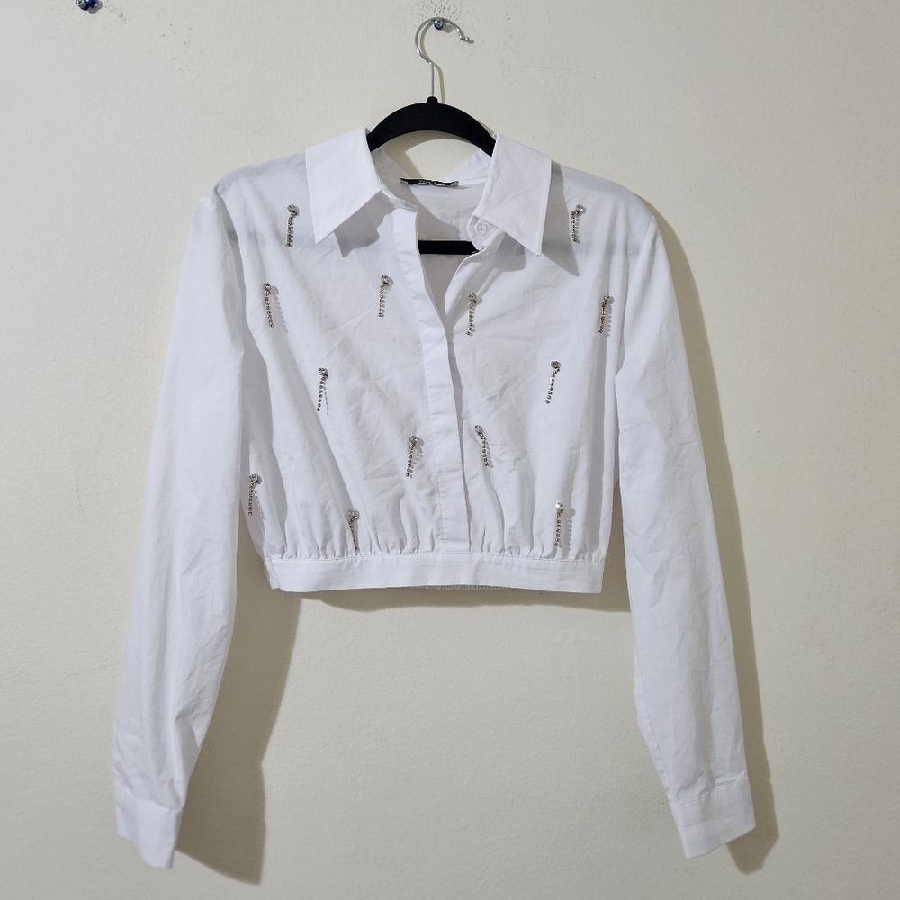 Steps NY Embellished Crop Blouse